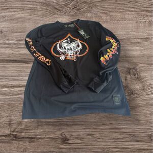 NWT Roark Run Amok Motorhead Mathis Ace Of Spades LS Tee Black Mens Size Medium